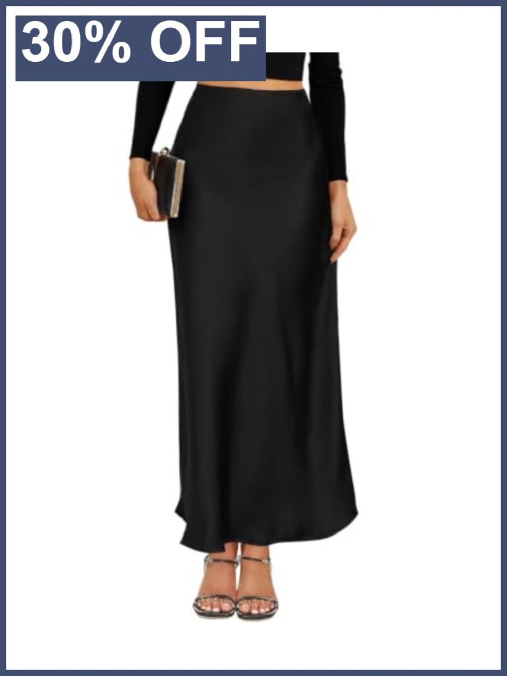 Satin High Waisted Maxi Skirt Silk Long A-Line Hidden Elastic Waist